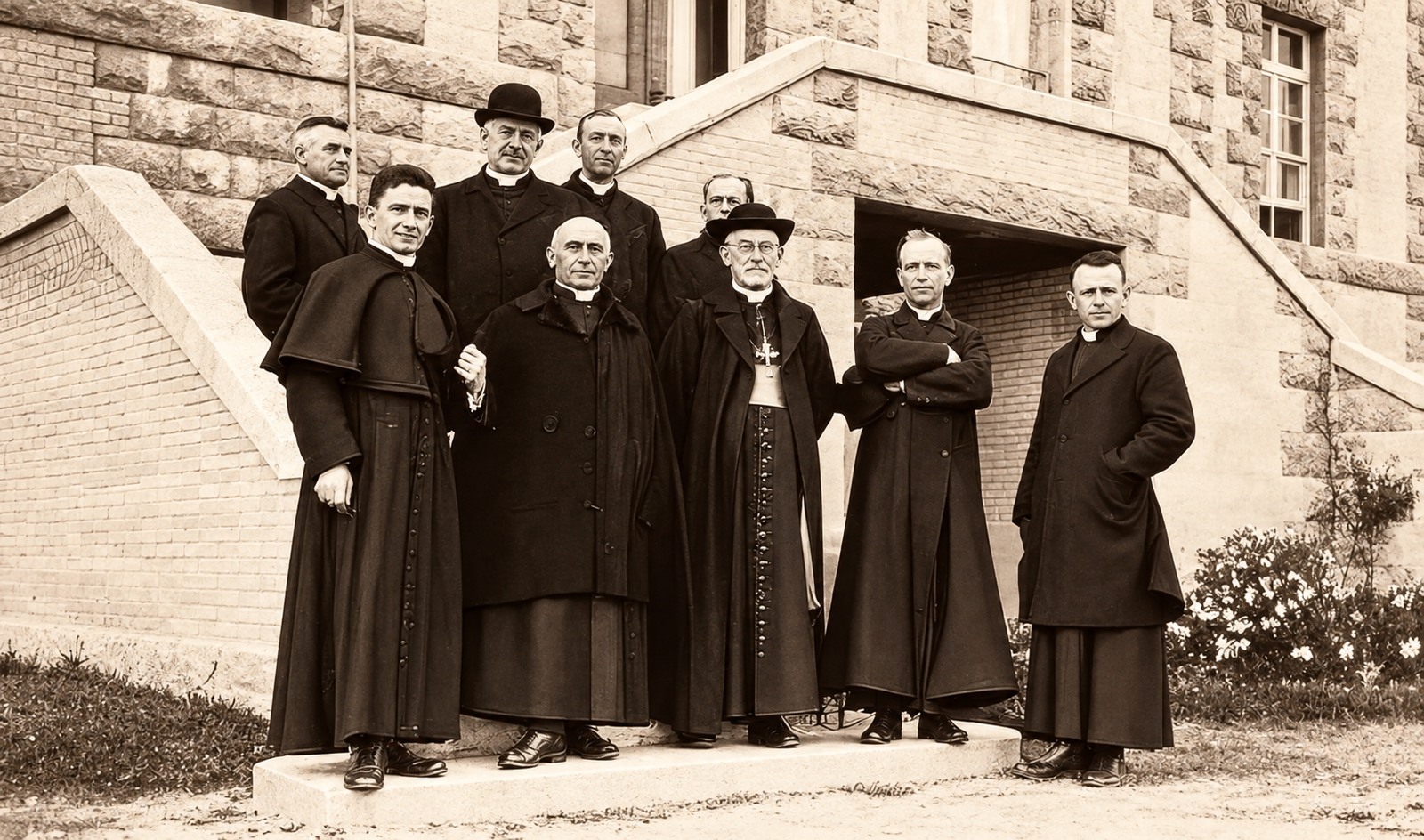 Les Pères avec Mgr Leventouxen 1924