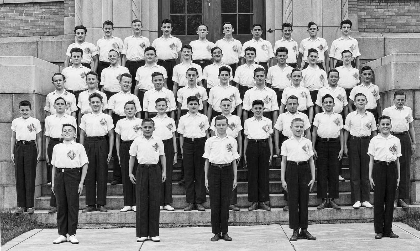 En tenue de gymnastique en 1946-47