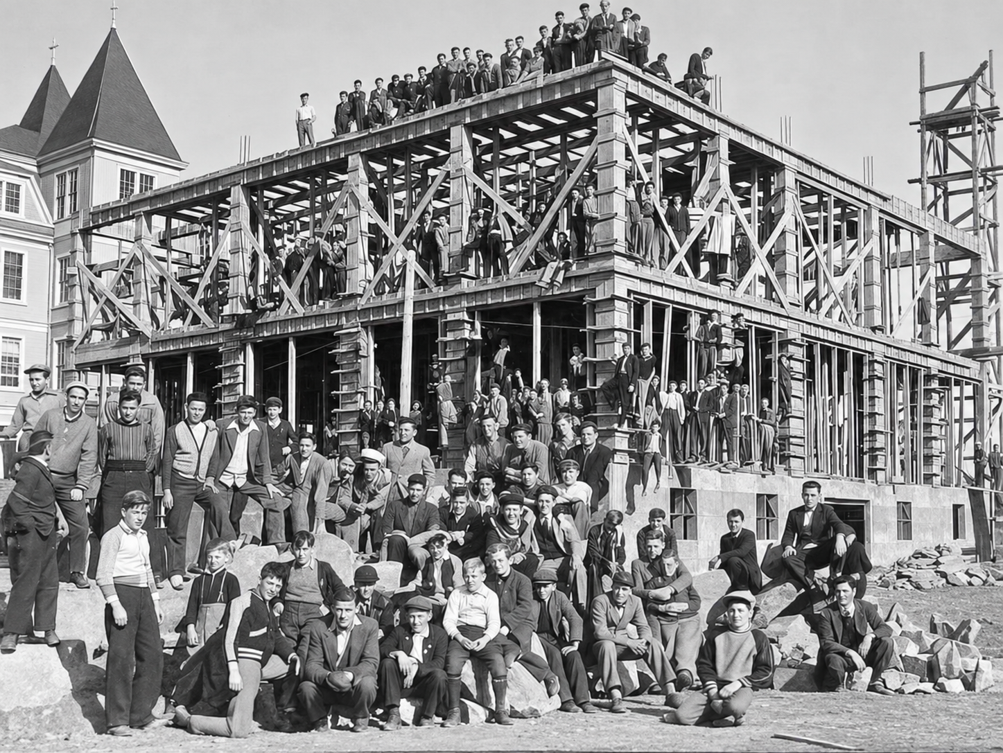 Aile Haché en construction en 1947